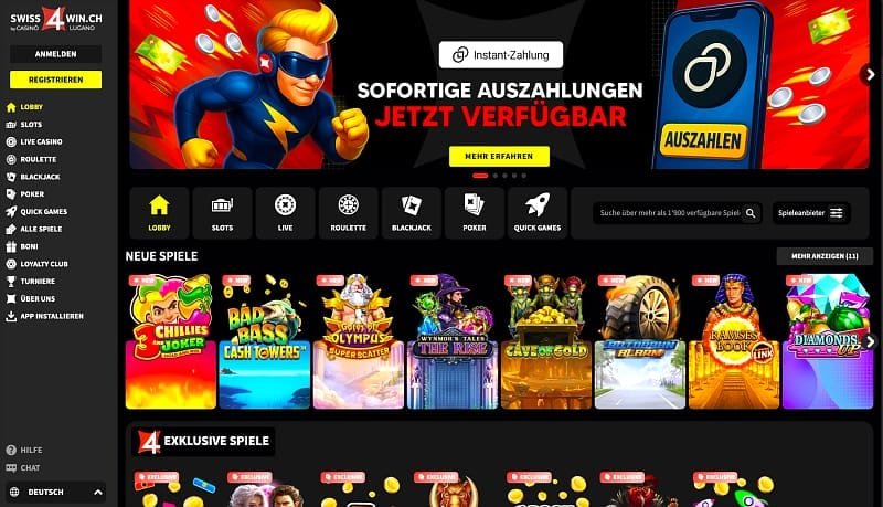 Swiss4Win szybkie wypłaty – Natychmiastowy przelew do CHF 500 - jak to działa w praktyce